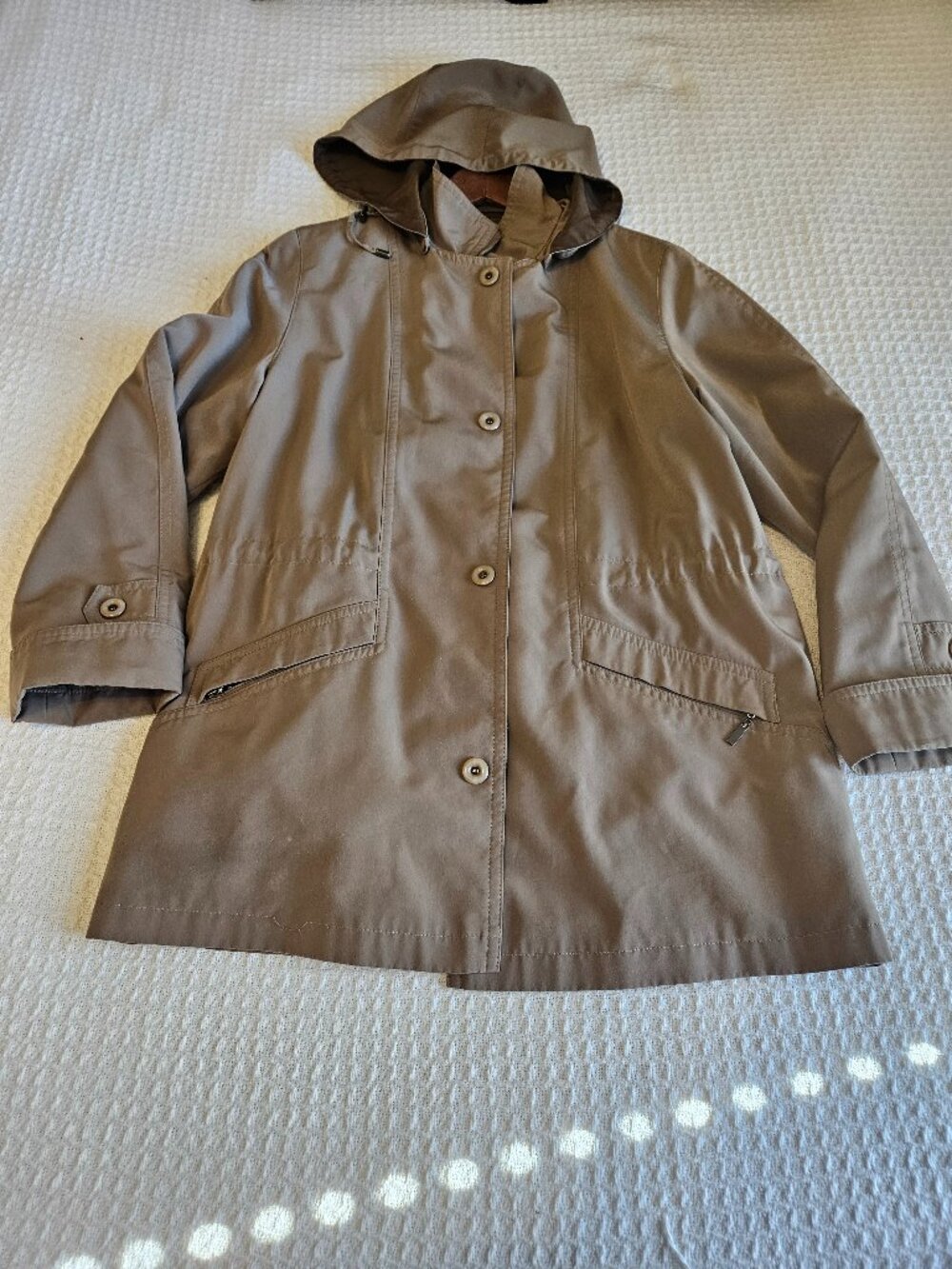 Gallery all-weather coat, removable hood & lining, khaki, M